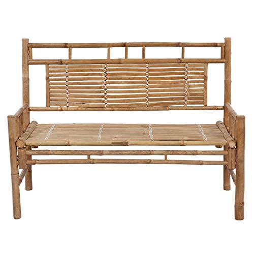 Garden Bench,Ideal Bench Seat with Handles and Backrest, Portable Wooden,Perfect for Indoor and Outdoor Use,Patio Bench with Cushion 47.2 Bamboo - Image 4