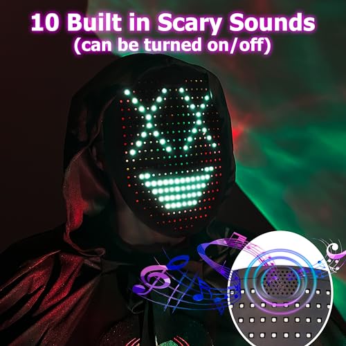 Mr.Pang Music LED Mask with Gesture Sensing, Face Transforming Light Up Mask Halloween Costume for Cosplay Masquerade, Fits Adult and Kids - Image 3