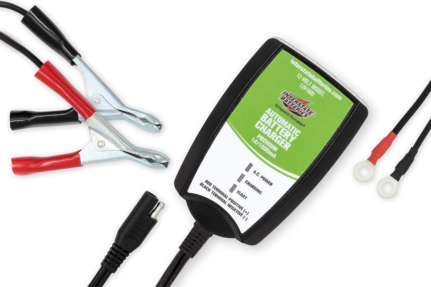 Interstate Batteries Automatic Battery Charger 12V 1.0 Amp (SLA/AGM) Sealed Lead Acid Trickle Charger Maintainer (920005) Pack of 2