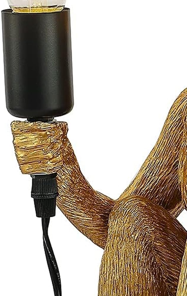 Resin Monkey Table Lamp,Industrial Table Lighting Fixture Vintage Resin Unique Sitting Monkey Table Lamp for Dining Living Room Bedroom Bar Cafe Decorative Hanging Lamp,Golden - Image 5