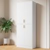 Cozy Castle Kitchen Pantry Cabinet, 71 Tall Wood Storage Cabinet with Doors and Shelves 4 Doors Freestanding Cupboard Utility Hutch for Dining Room Living Room Bathroom Furniture, Gray