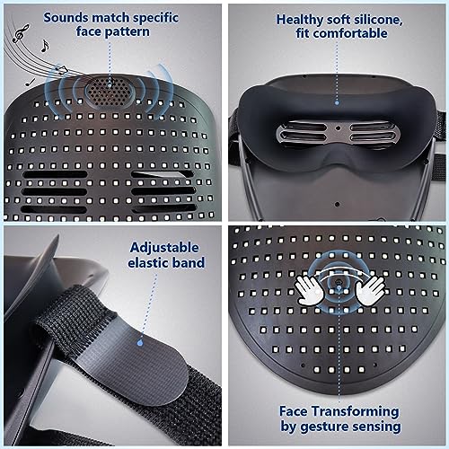 Mr.Pang Music LED Mask with Gesture Sensing, Face Transforming Light Up Mask Halloween Costume for Cosplay Masquerade, Fits Adult and Kids - Image 6