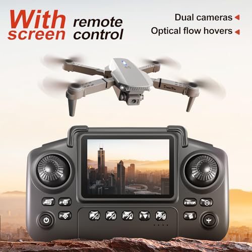 E88 Drone with Screen Controller with SD card, Foldable Mini Drone for Beginners, 2 Batteries, 360?? Flips Waypoint Fly, Active Obstacle Avoidance, One Key Take Off/Landing. (2 batteries – Black) - Image 8